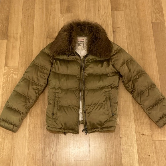 Mackage Olive Green Puffer Jacket with Fur Collar - Picture 1 of 4
